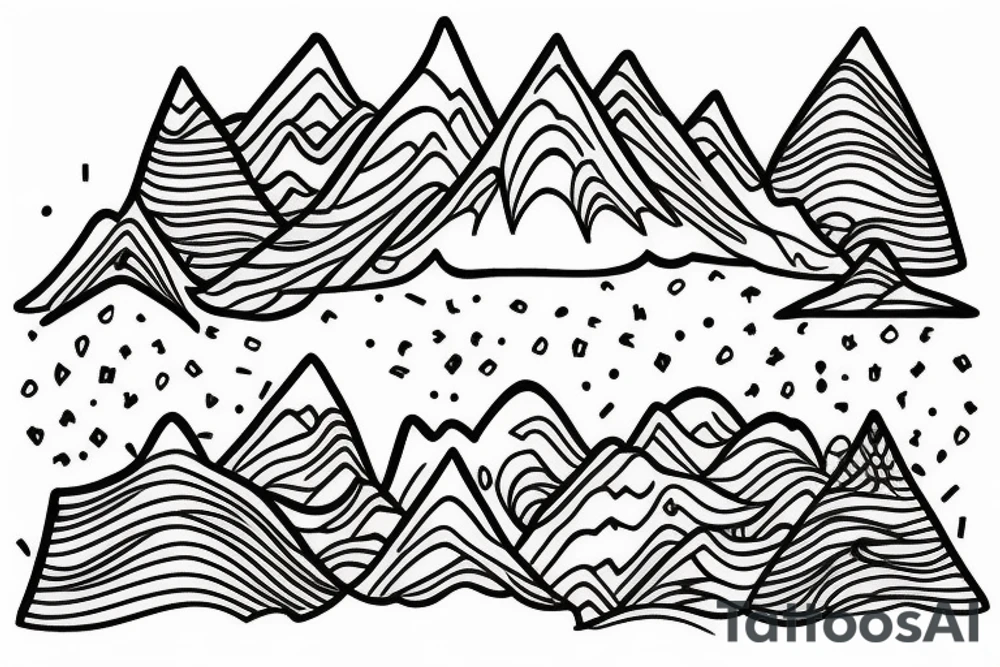 Family with mountains and trees tattoo idea