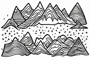 Family with mountains and trees tattoo idea