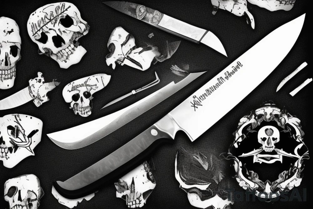 Knife with a bandana wrapped around that reads „morituri te salutant tattoo idea