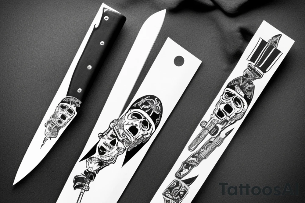 Knife with a bandana wrapped around that reads „morituri te salutant tattoo idea