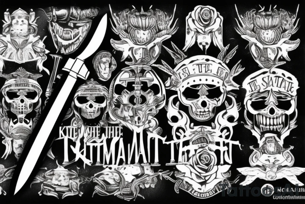 Knife with the quote morituri te salutant tattoo idea