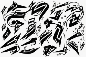 thunderbolt with musical signs in the form of lightning tattoo idea