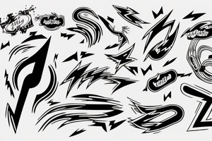 thunderbolt with musical signs in the form of lightning tattoo idea