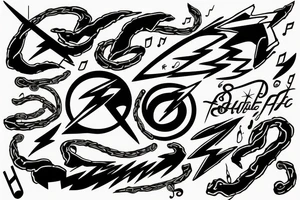 thunderbolt with musical signs in the form of lightning tattoo idea