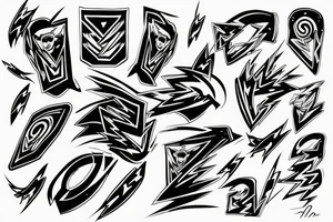 thunderbolt with musical signs in the form of lightning tattoo idea