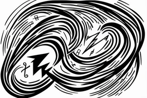 thunderbolt with musical signs in the form of lightning tattoo idea