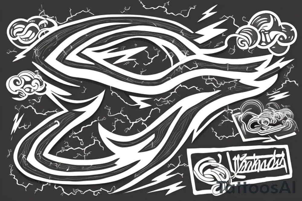 thunderbolt with musical signs in the form of lightning tattoo idea