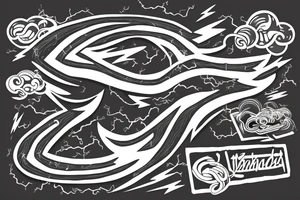 thunderbolt with musical signs in the form of lightning tattoo idea