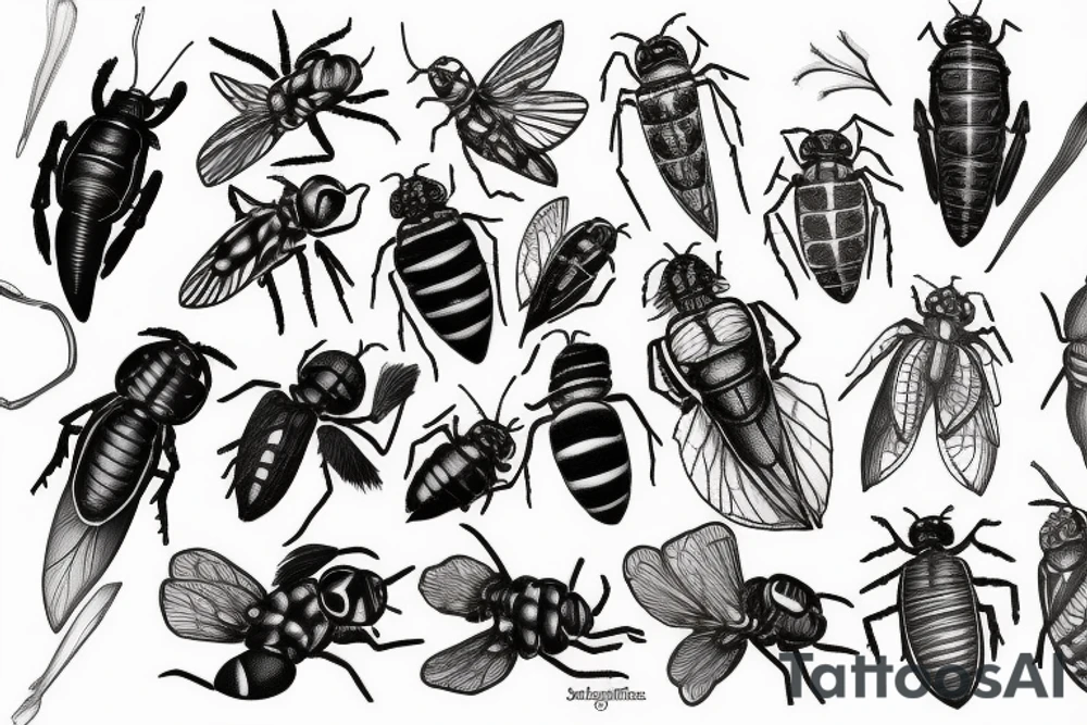 Cicada, maple seed, book tattoo idea