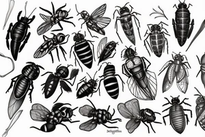 Cicada, maple seed, book tattoo idea