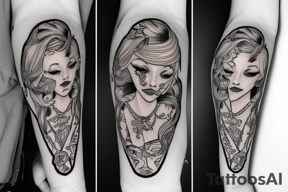cowgirl with guitar tattoo idea