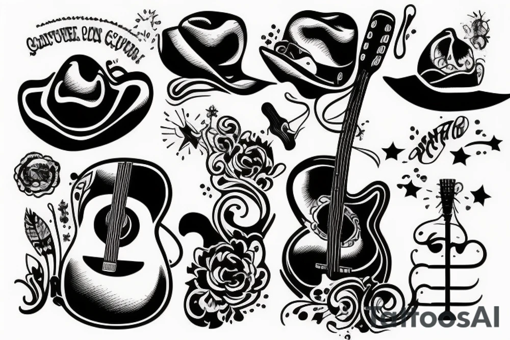 cowgirl with guitar tattoo idea