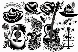 cowgirl with guitar tattoo idea