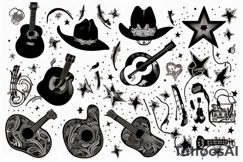 cowboy with guitar tattoo idea