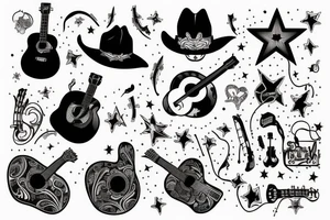 cowboy with guitar tattoo idea