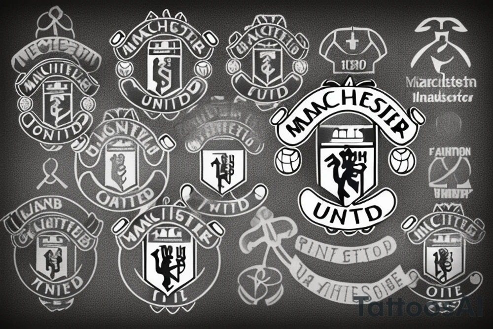 Manchester united logo with pistons and anchor tattoo idea