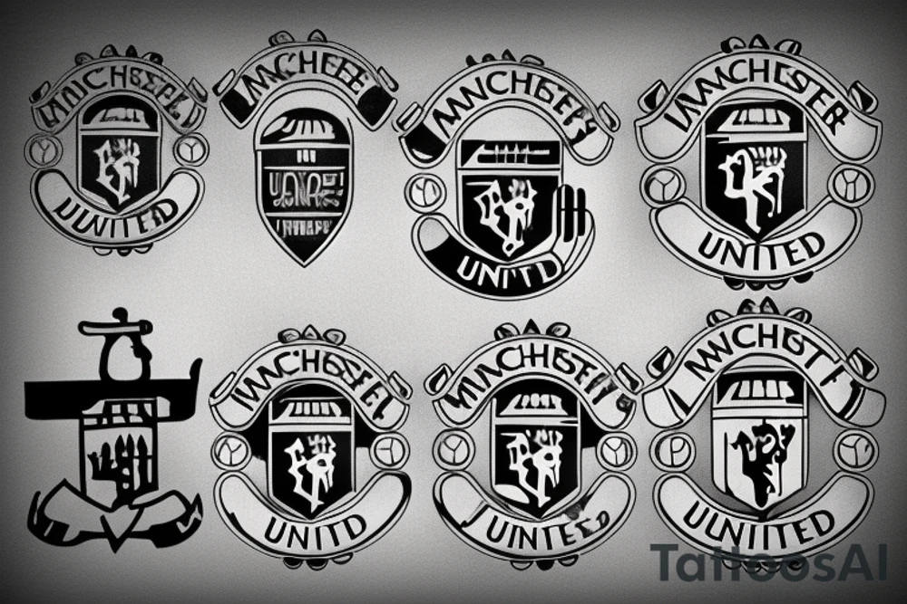 Manchester united logo with pistons and anchor tattoo idea