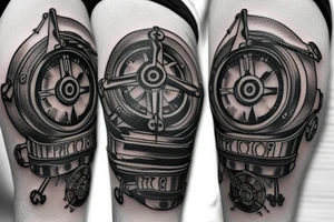 pistons,gears, compass and anchor tattoo idea