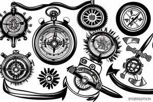 pistons,gears, compass and anchor tattoo idea