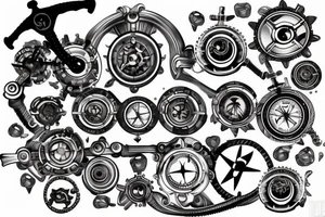 pistons,gears, compass and anchor tattoo idea