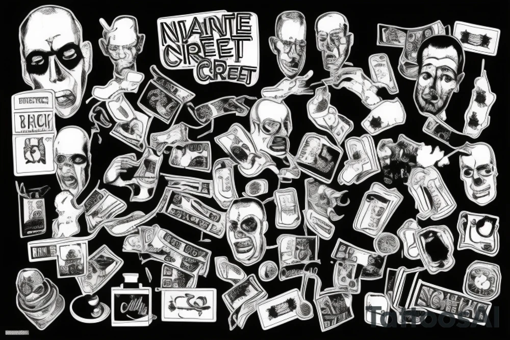 Insane night in crack street after hard drinking and bank robbery tattoo idea