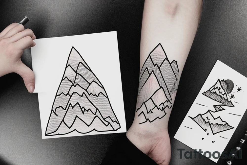 amor fati - mountains, water tattoo idea