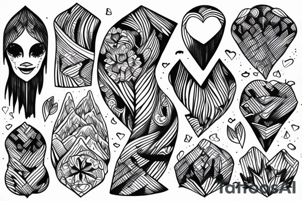 amor fati - mountains, water tattoo idea