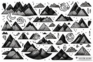 amor fati - mountains, water, fire tattoo idea
