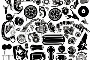 Black number 69 with engine parts tattoo idea