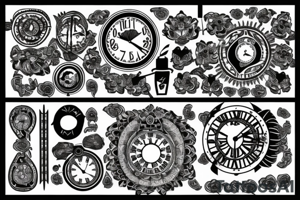 Black number 69 clock time is running tattoo idea