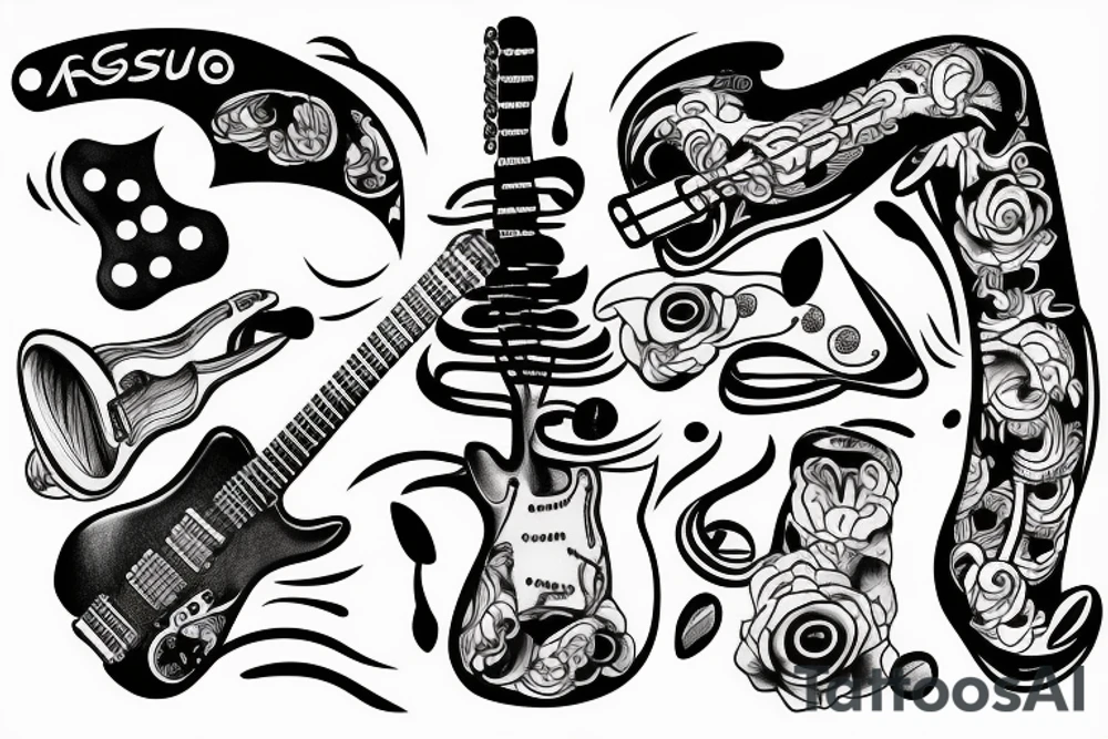 Guitar music racing tattoo idea
