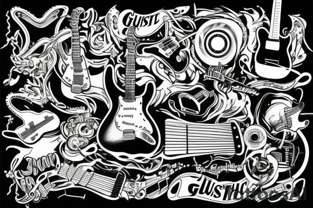 Guitar music racing tattoo idea
