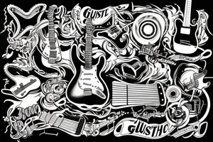 Guitar music racing tattoo idea
