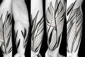 Ginco leaf, strelitzia flower, monstera leaf, inside each other tattoo idea