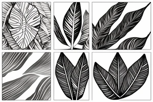 Ginco leaf, strelitzia flower, monstera leaf, inside each other tattoo idea