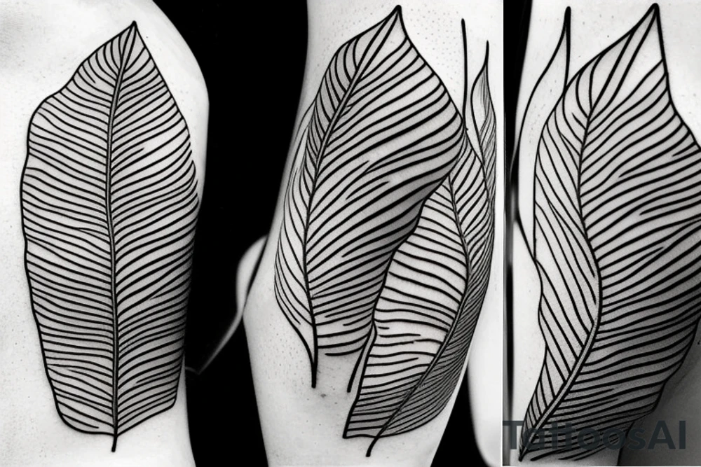 Ginco leaf, strelitzia flower, monstera leaf, inside each other tattoo idea