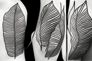Ginco leaf, strelitzia flower, monstera leaf, inside each other tattoo idea
