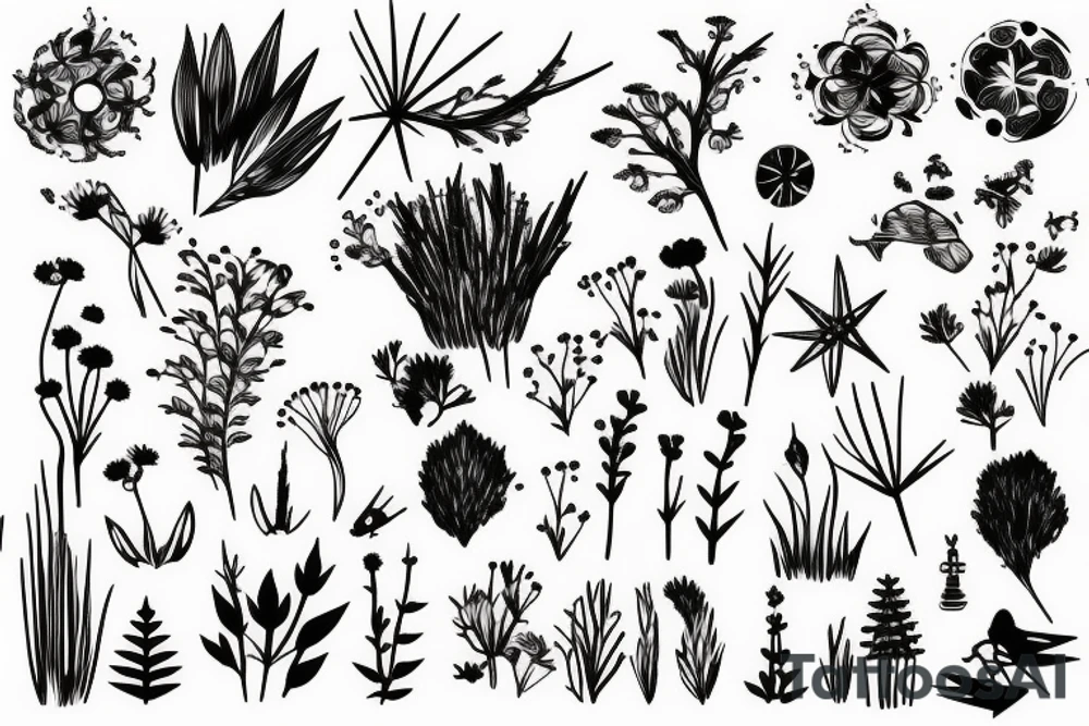 Landscape of a meadow tattoo idea
