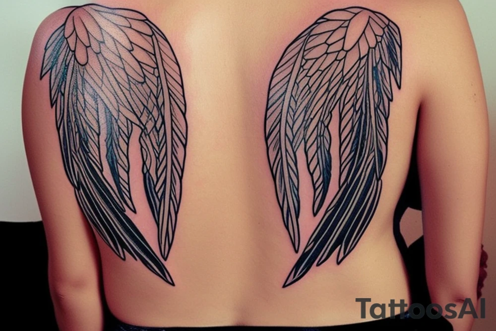 Native american woman with angel wings tattoo idea