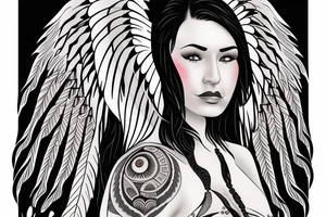 Native american woman with angel wings tattoo idea