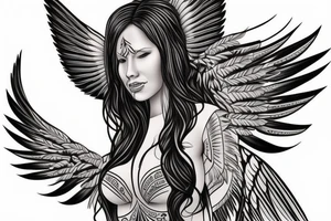 Native american woman with angel wings tattoo idea