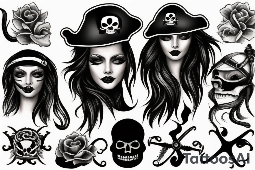 female pirate tattoo idea
