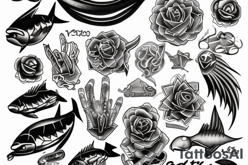 sea, triden, prison tattoo idea