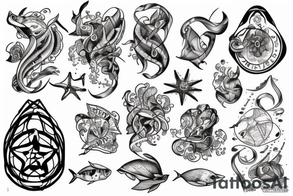 sea, triden, prison tattoo idea