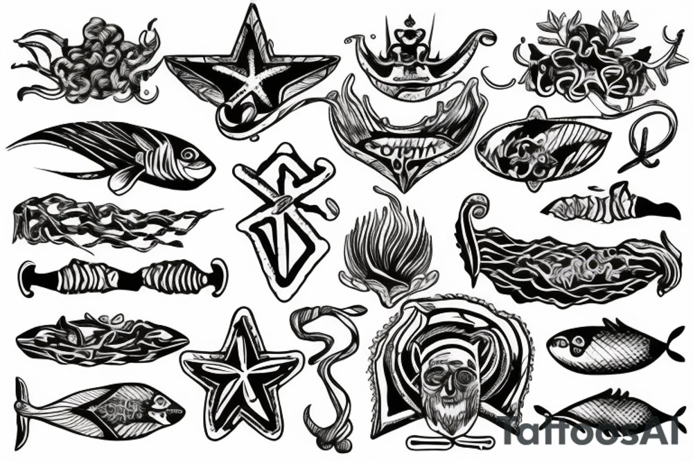 sea, trident, prison tattoo idea