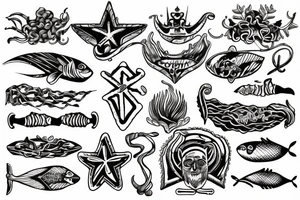 sea, trident, prison tattoo idea