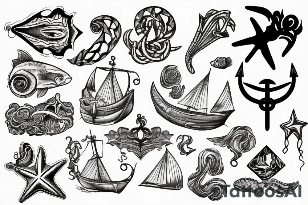 sea, trident, prison tattoo idea