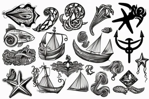 sea, trident, prison tattoo idea