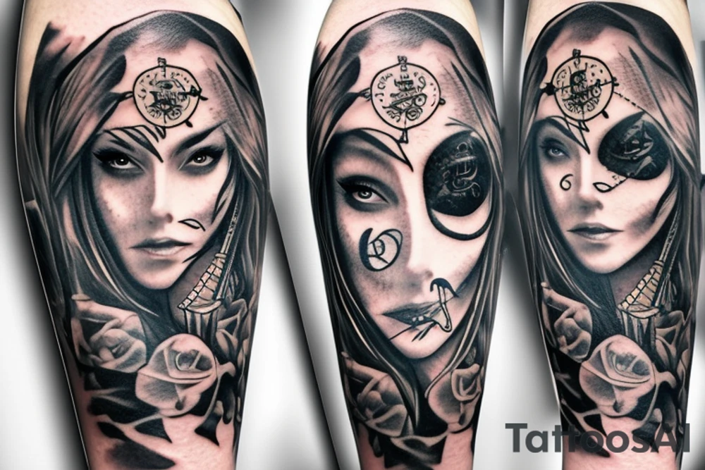 female pirate tattoo idea