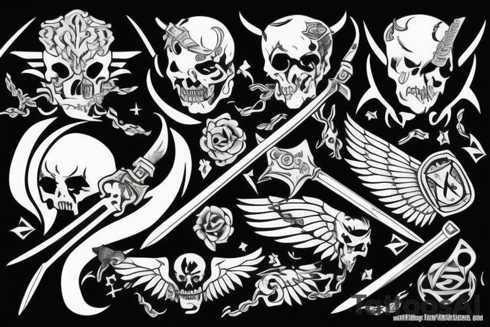 an angel with a sword fighting a demon tattoo idea